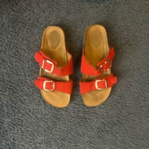 Red Double Strap Sandals
